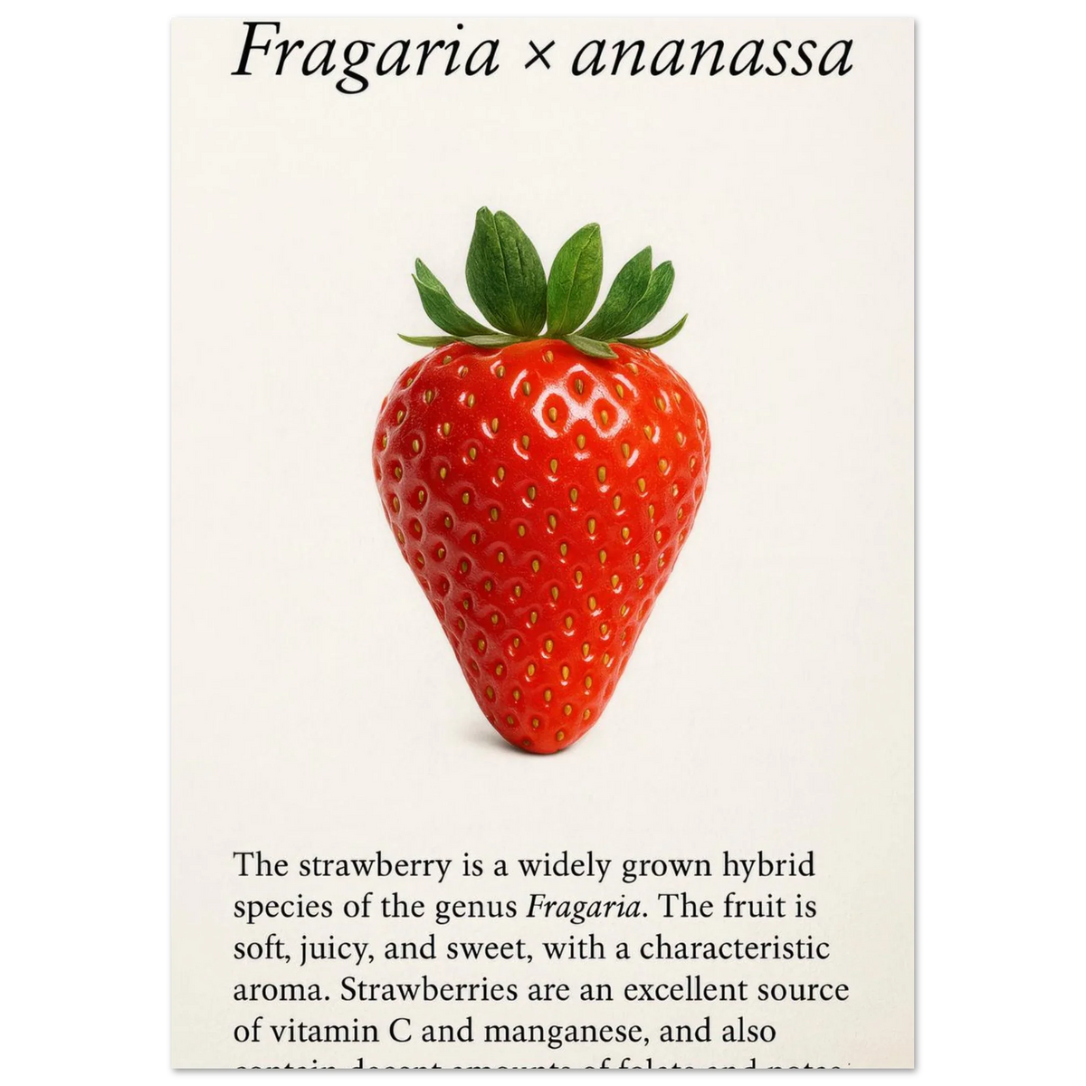 Frukter: Strawberry Botanical Print Poster – Vibrant Fruit Art for Your Home, Available in Multiple Sizes