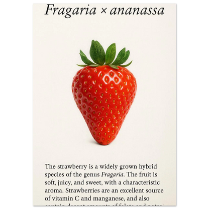 Frukter: Strawberry Botanical Print Poster – Vibrant Fruit Art for Your Home, Available in Multiple Sizes