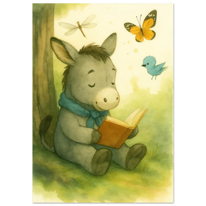 Little Donkey's Quiet Corner: Enchanting Storytime Art Print