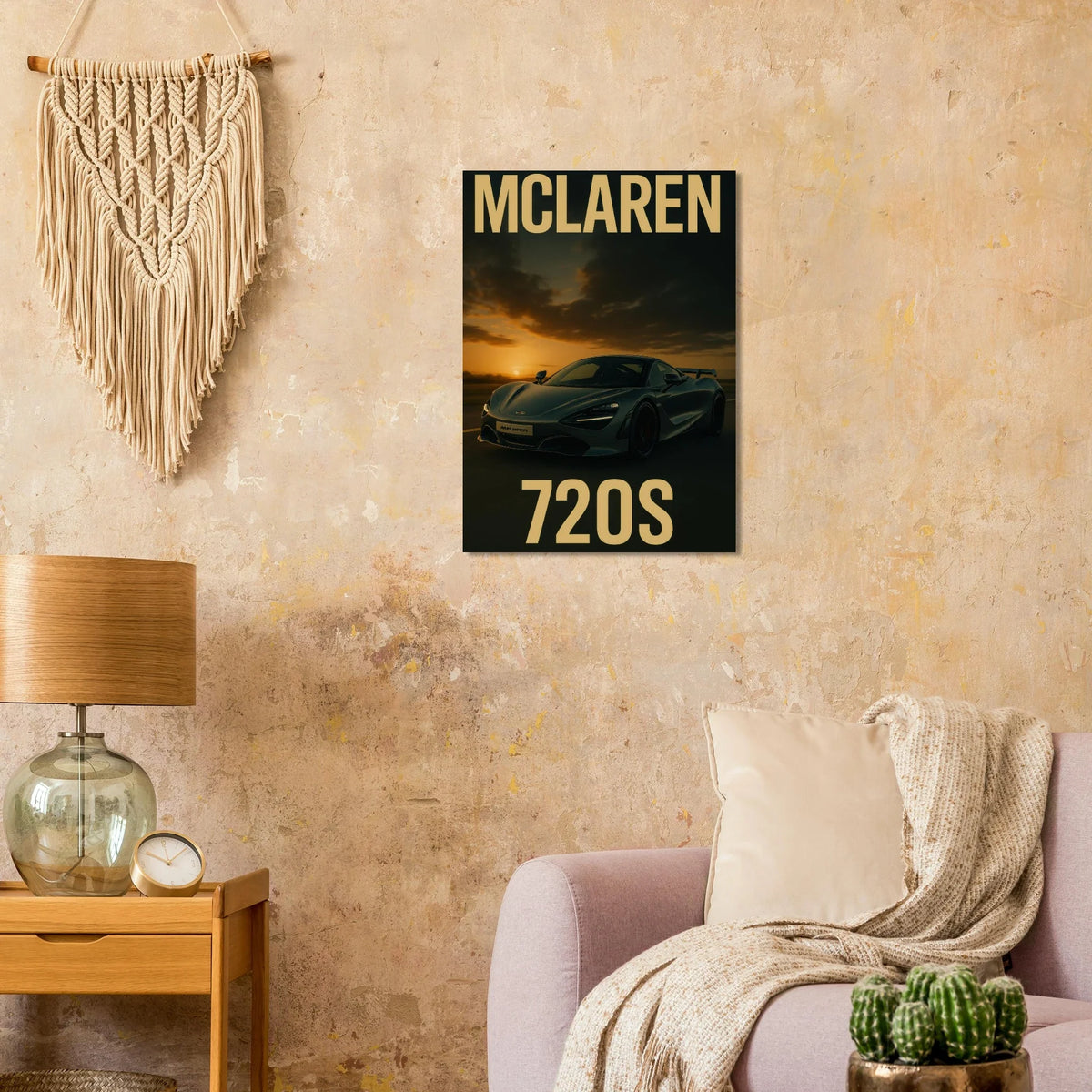McLaren 720S Sunset Drive Poster - Premium Automotive Art Print for Car Enthusiasts
