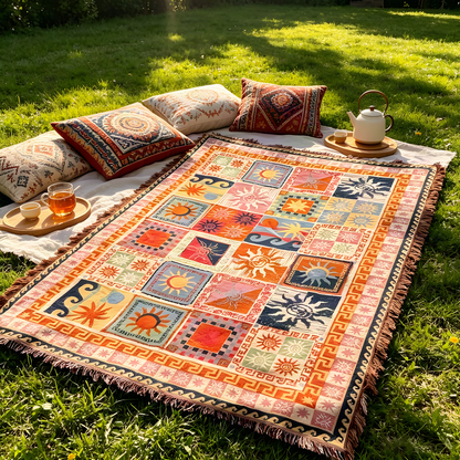 Illustrated Woven Throw Blanket