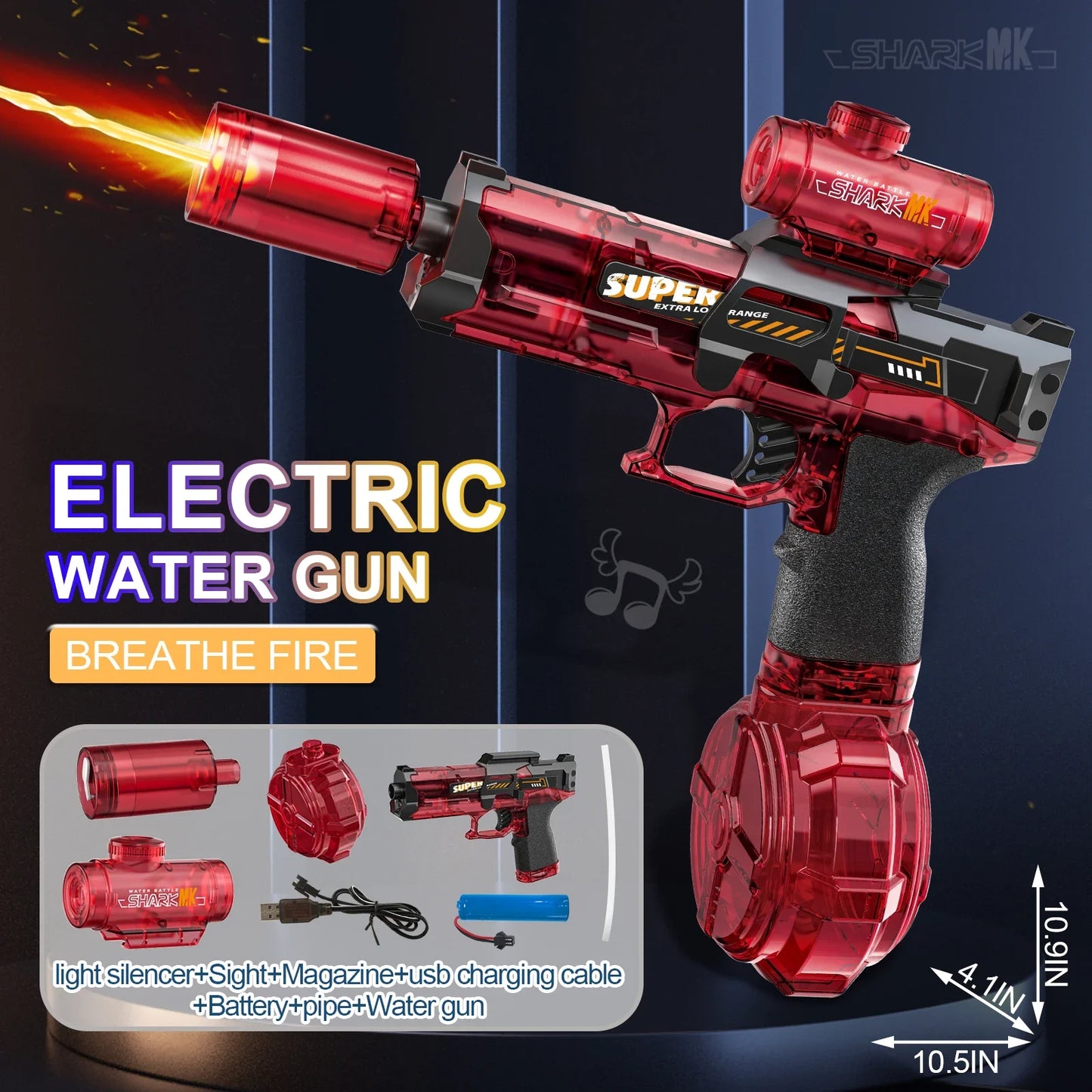 Glödande LED-vattenpistol
