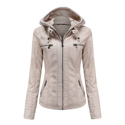 Hooded PU Leather Jacket