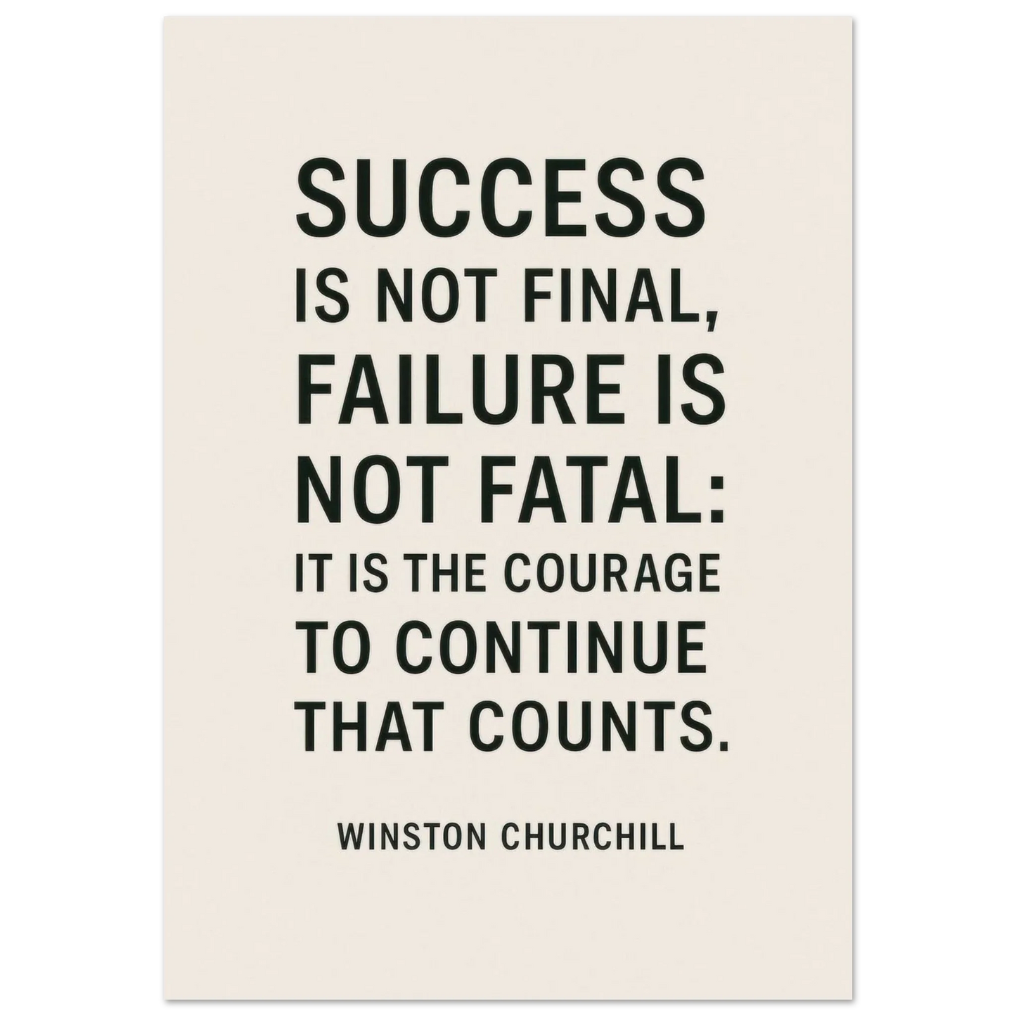 Winston Churchill 'Courage to Continue' Motivational Quote Poster in various sizes