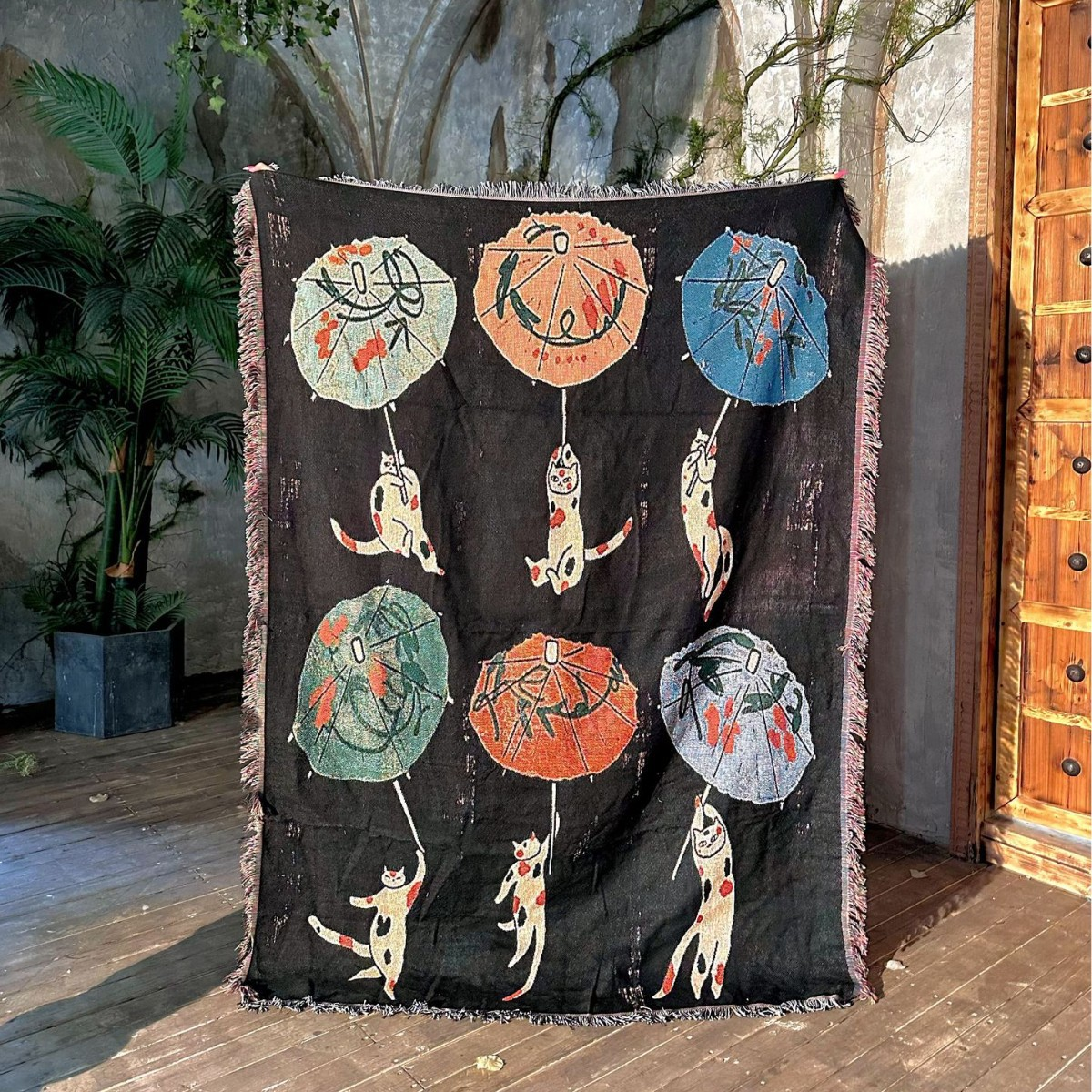 Illustrated Woven Throw Blanket