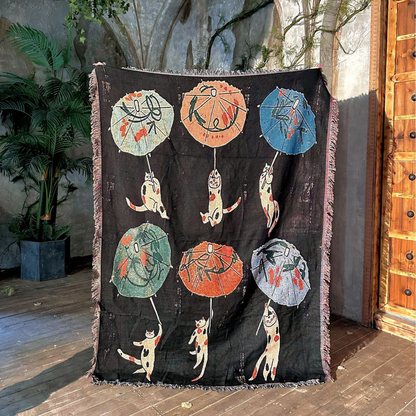 Illustrated Woven Throw Blanket