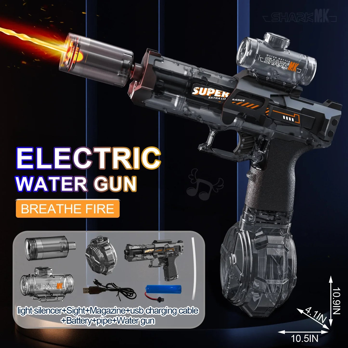 Glödande LED-vattenpistol