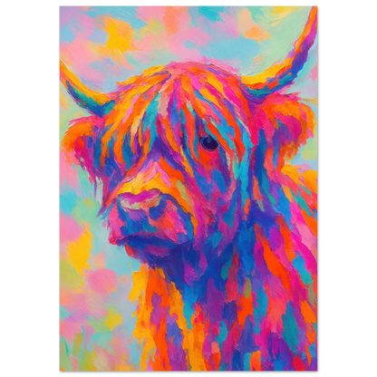 Djur: Vibrant Pop Art Highland Cow Print – Colorful Abstract Animal Wall Art for Modern Homes