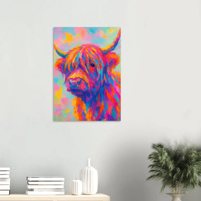 Djur: Vibrant Pop Art Highland Cow Print – Colorful Abstract Animal Wall Art for Modern Homes