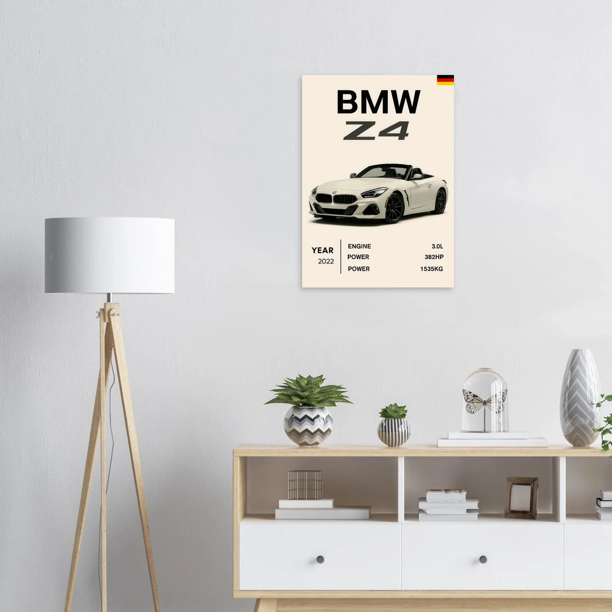 BMW Z4 2022 Sportbil Poster – Minimalistisk Design för Bilentusiasten