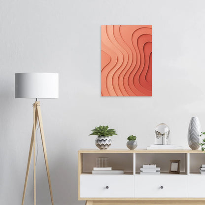 Abstrakt Vågmönster Poster: Minimalistisk Konst i Varme Aprikostoner – Välj Din Perfekta Storlek
