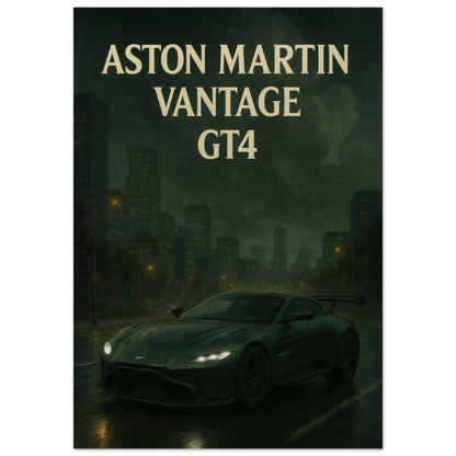 Aston Martin Vantage GT4 Night Drive Poster – Premium Quality Car Art
