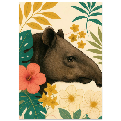 Tropicana Tapir Konstavla – Djurmotiv med Vibrerande Flora