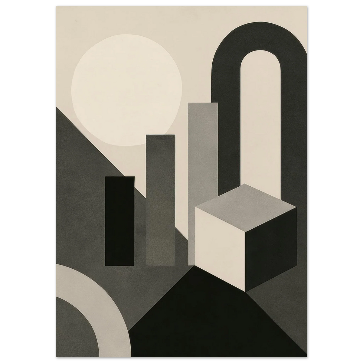 Abstract Geometric Poster - Modern Minimalist Wall Art in Monochrome Hues