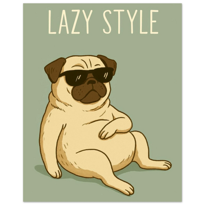 Lazy Style Pug Poster: Chill Dog Art Print for Cozy Vibes