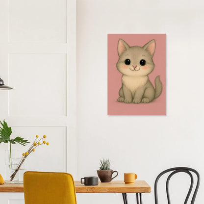 Söt Liten Kattunge Konsttryck – Charmigt Djurporträtt på Högkvalitativt Halvblankt Papper