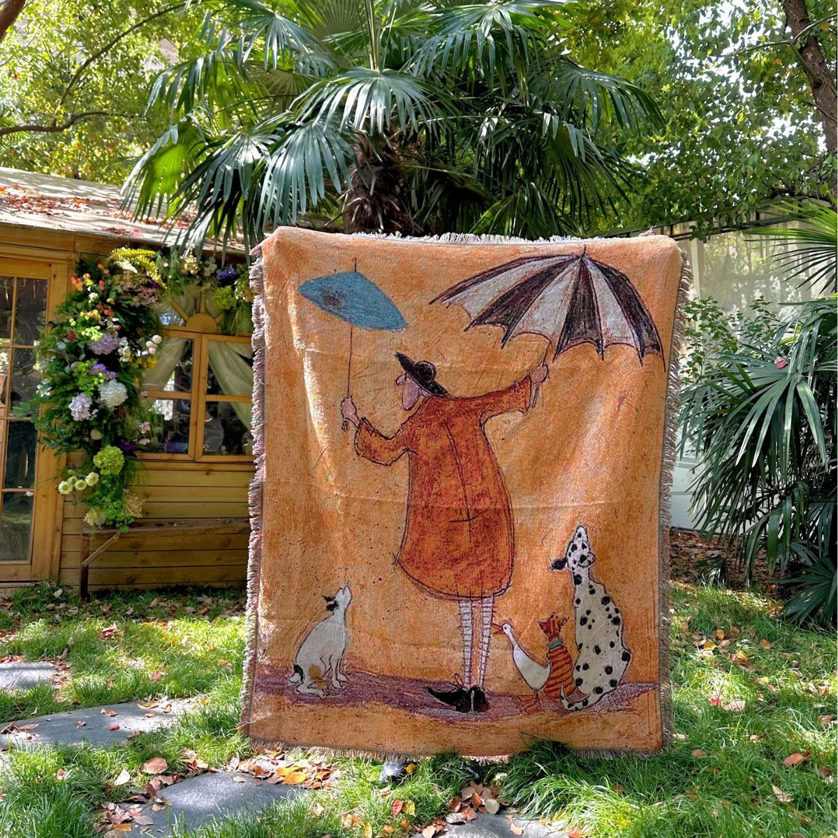 Illustrated Woven Throw Blanket