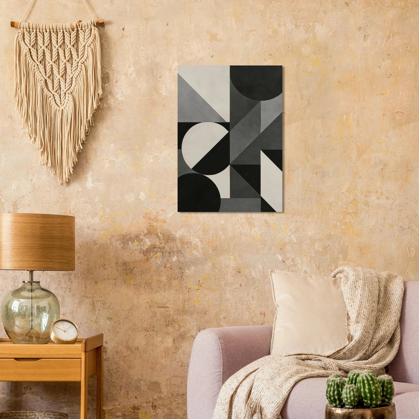 Abstract Geometric Poster: Modern Art in Monochrome Tones, Available in 29 Sizes