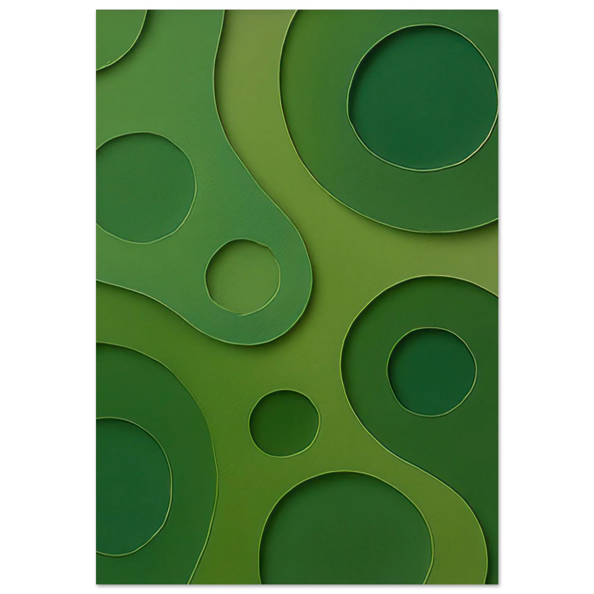 Abstract Organic Green Shapes Art Print | Minimalist Layered Nature-Inspired Wall Art in Various Sizes