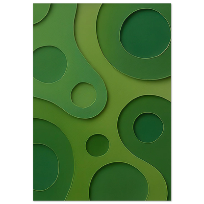 Abstract Organic Green Shapes Art Print | Minimalist Layered Nature-Inspired Wall Art in Various Sizes