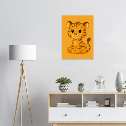 Söt Liten Tiger Valp Konsttryck | Charmig Barnrums Väggdekoration | Premium Halvblank Poster