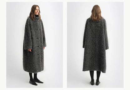 Circle Long Fur Toggle Coat for Women