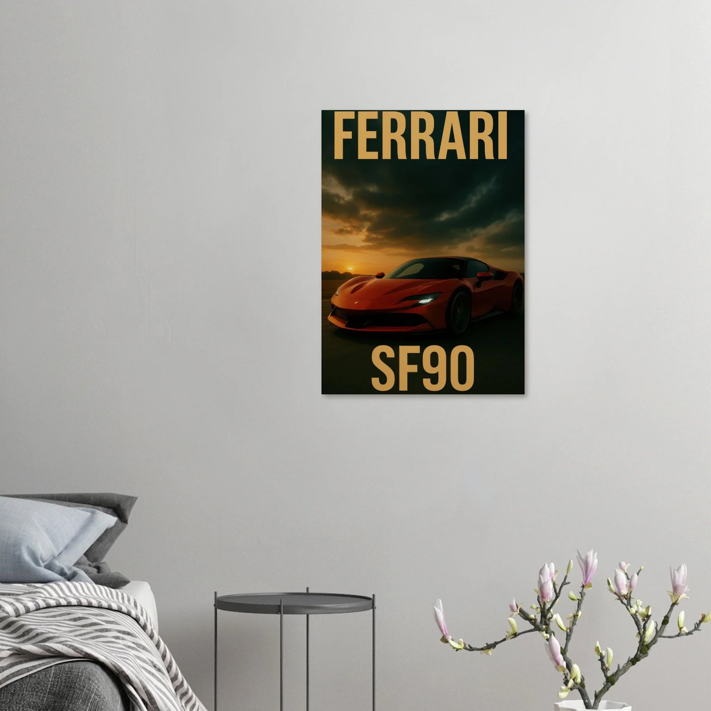 Ferrari SF90 Sunset Drive Poster – Premium Quality Car Art in Multiple Sizes