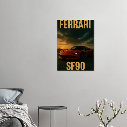 Ferrari SF90 Sunset Drive Poster – Premium Quality Car Art in Multiple Sizes