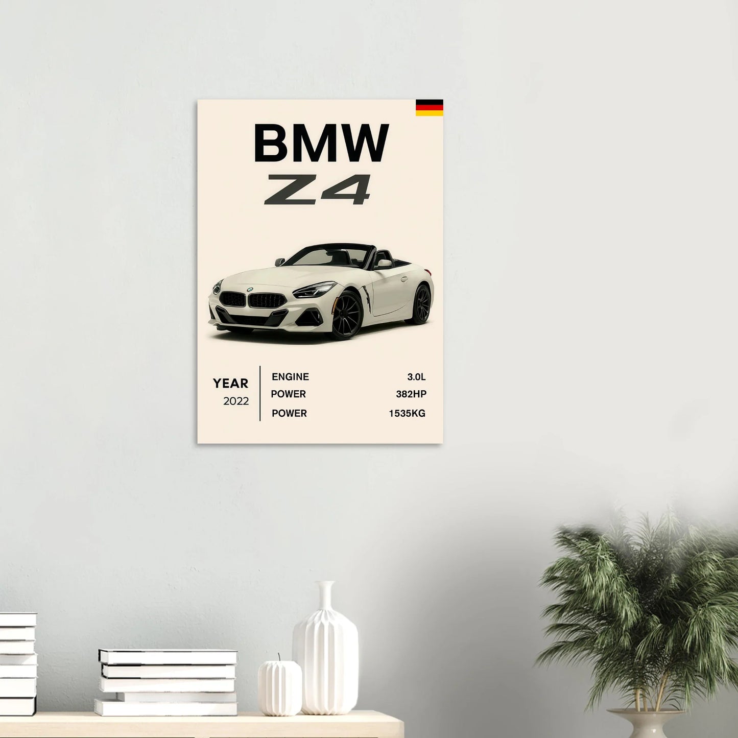 BMW Z4 2022 Sportbil Poster – Minimalistisk Design för Bilentusiasten