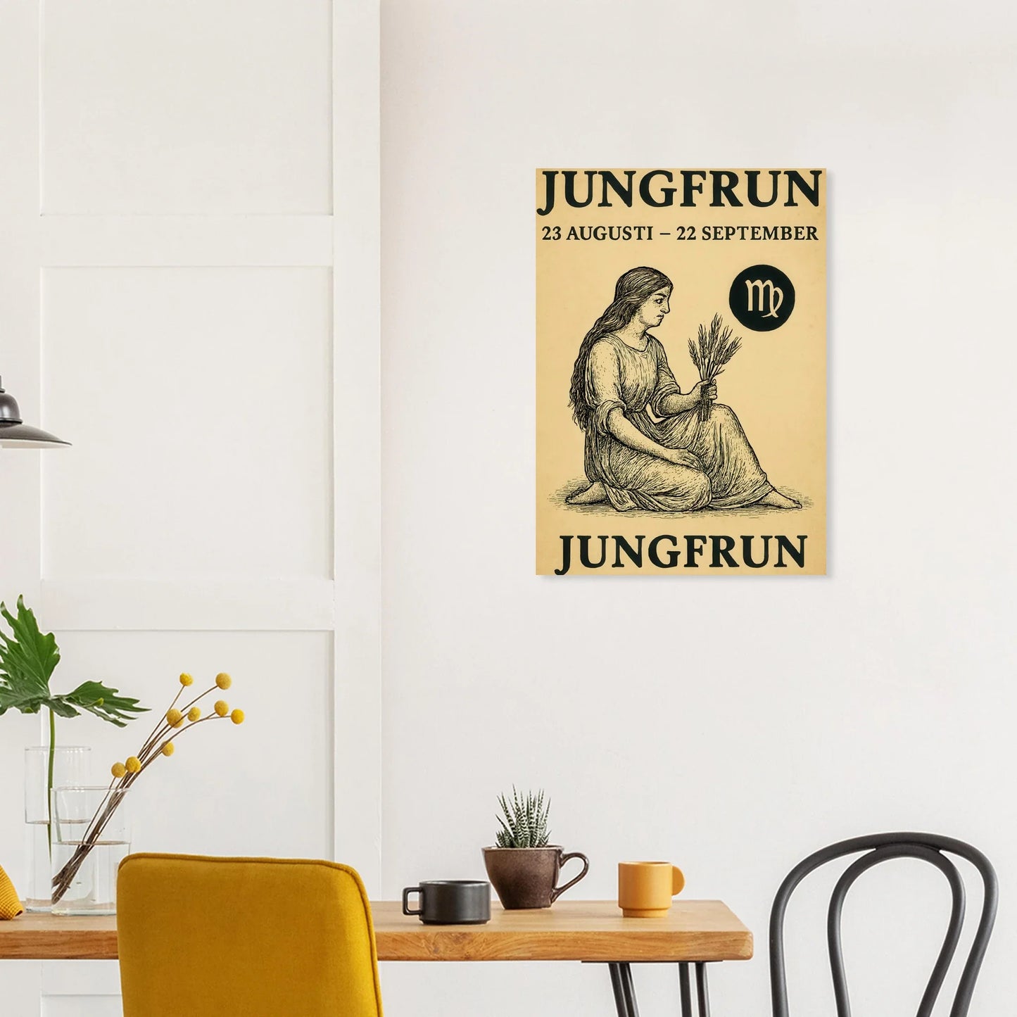 Vintage Virgo Zodiac Art Print – Jungfrun Swedish Astrology Poster with Classic Style