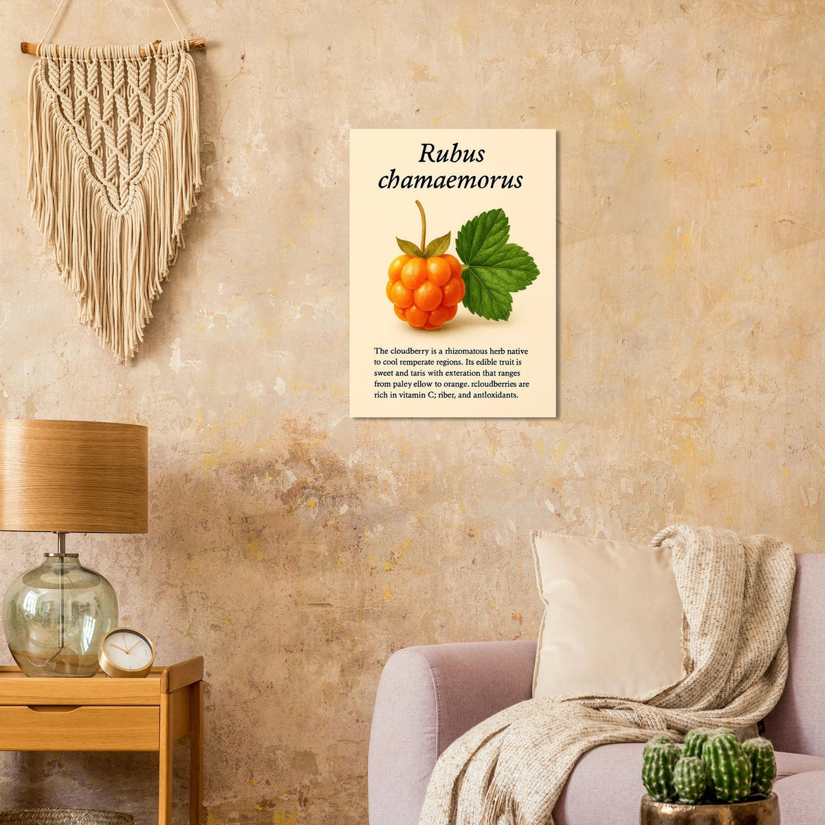 Rubus Chamaemorus Cloudberry Botanical Print - Vibrant Orange Fruit Wall Art Poster in Multiple Sizes