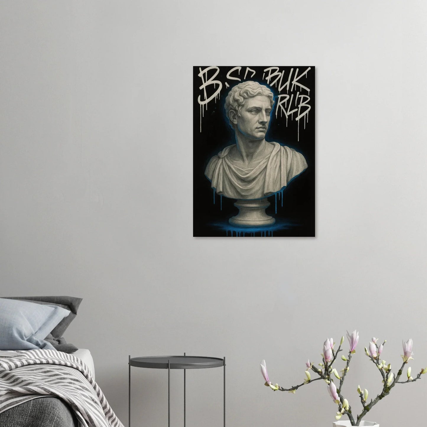 Neon Drip Roman Bust Poster – Classic Art with a Modern Edge, Available in 29 Sizes