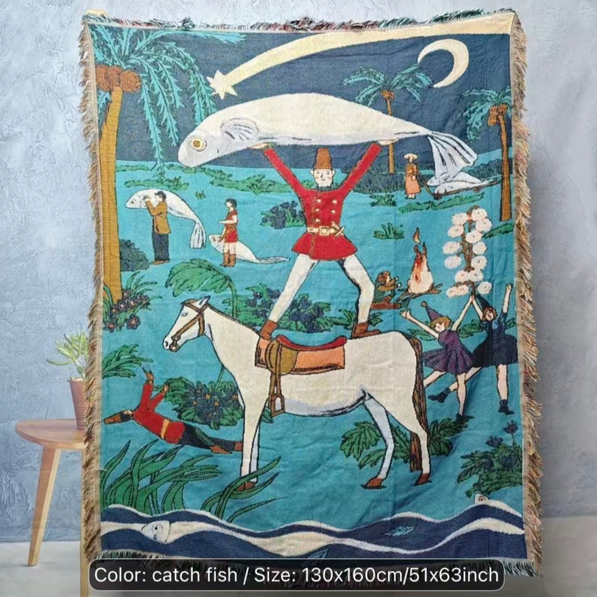 Illustrated Woven Throw Blanket