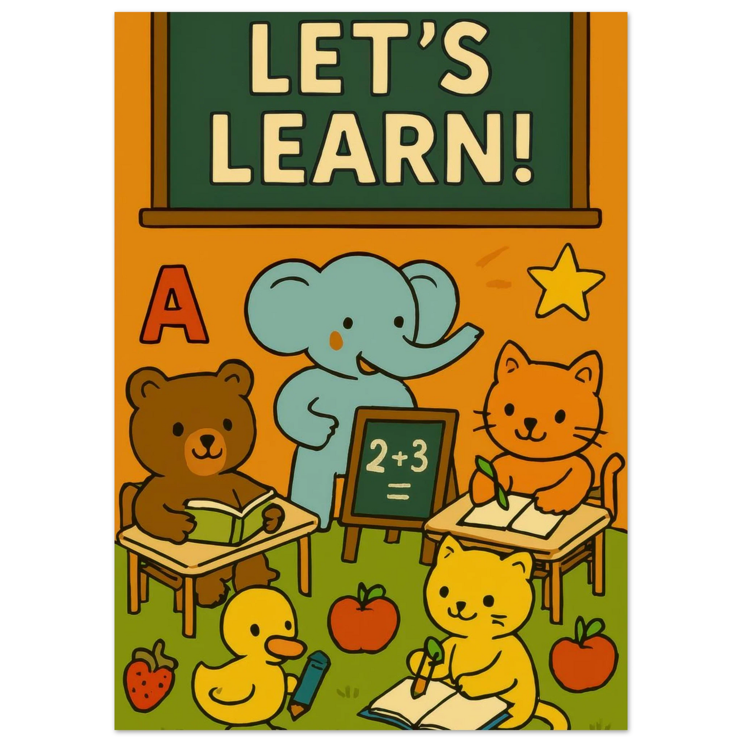 Lekfull Skolstart: 'Let's Learn!' Konsttryck för Barnrummet