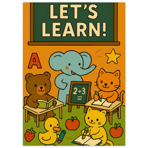 Lekfull Skolstart: 'Let's Learn!' Konsttryck för Barnrummet