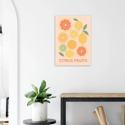 Fresh Citrus Fruits Minimalist Art Poster – Vibrant Kitchen & Dining Decor in Your Preferred Size