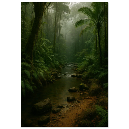 Misty Emerald Jungle River Poster - Premium Nature Wall Art