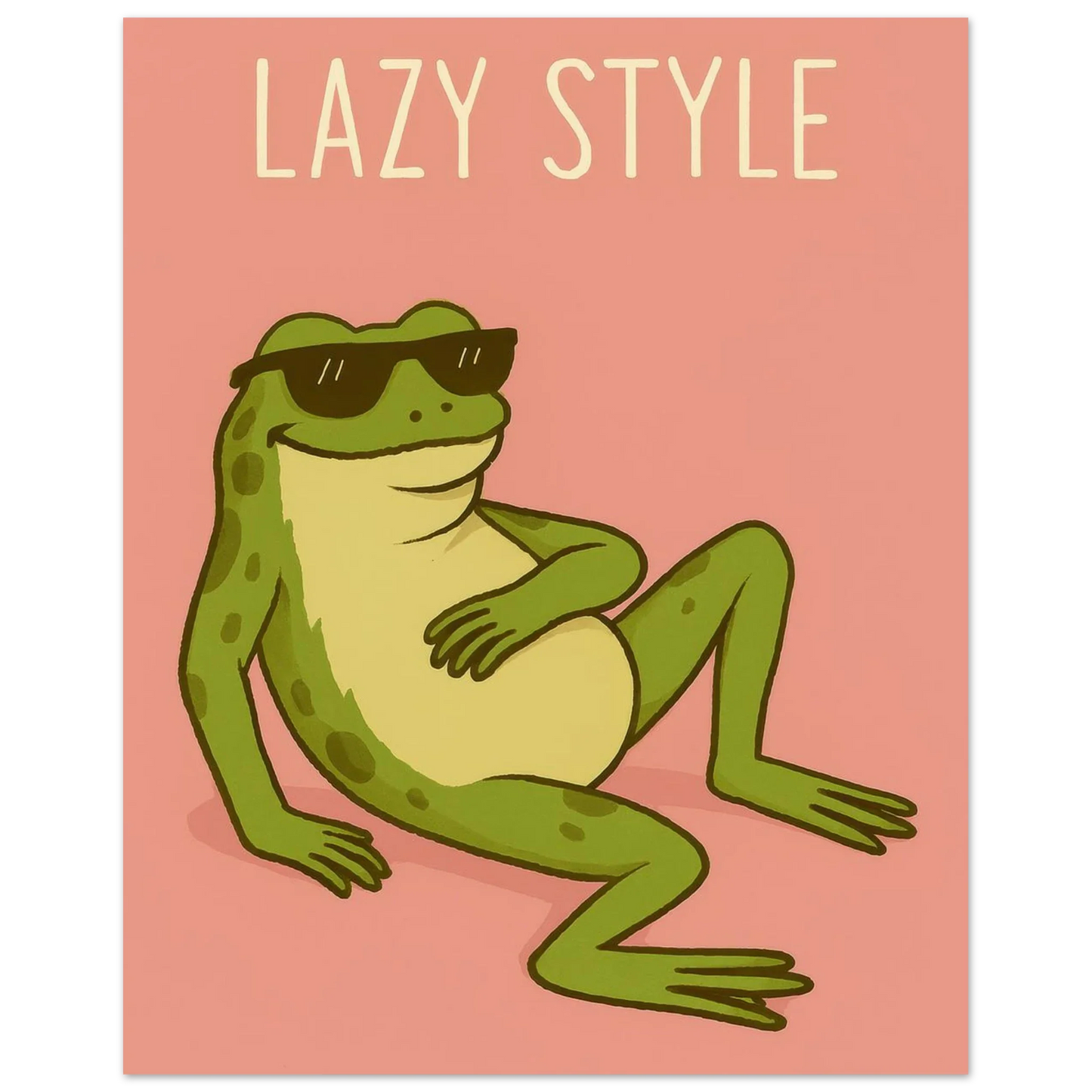Lazy Style Chillin' Frog Poster – Retro Vibe Art Print