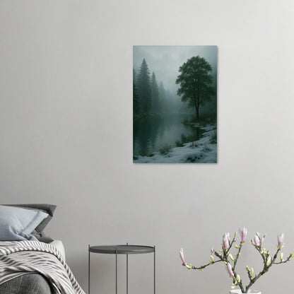Mystical Winter Lake Landscape Premium Poster