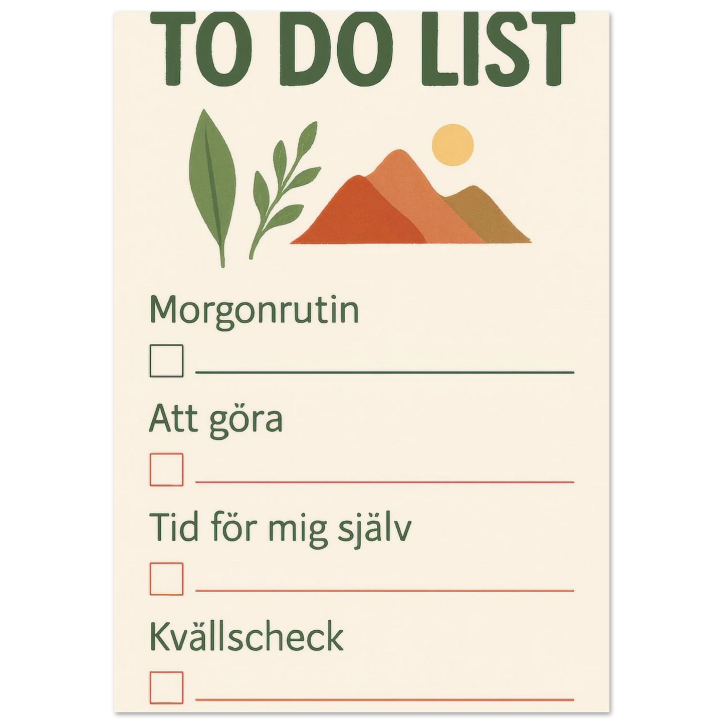 Minimalistisk Att Göra-Lista Poster – Fånga Dagen med Naturinspirerad Konst