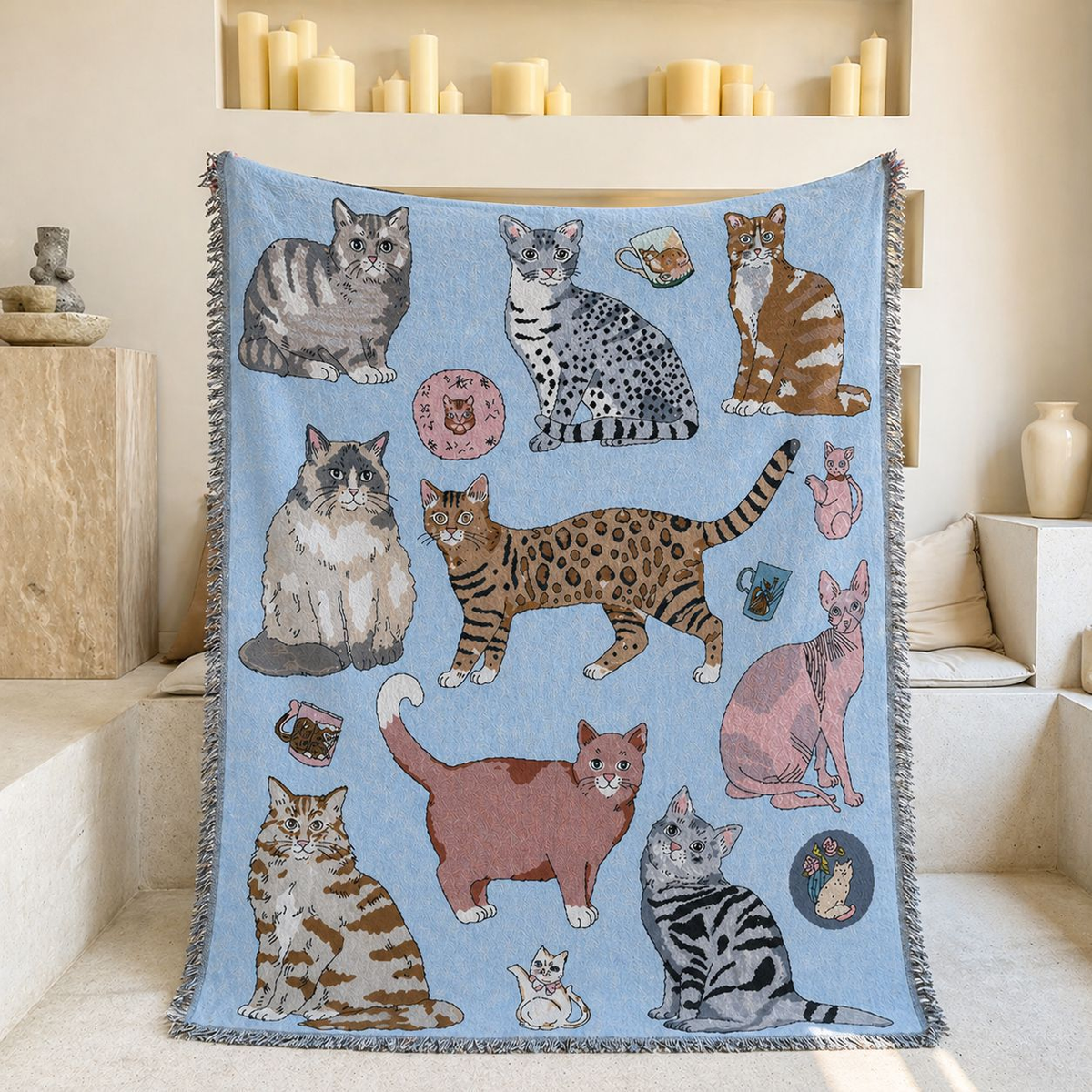 Illustrated Woven Throw Blanket