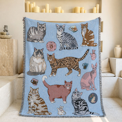 Illustrated Woven Throw Blanket