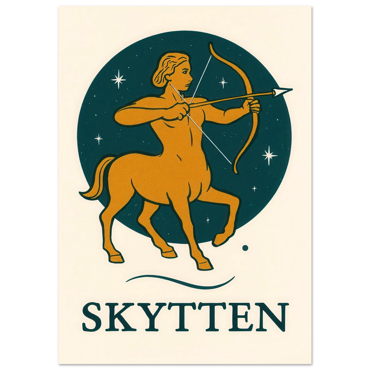 Skytten - Mystisk Stjärntecken Poster – Konstellation & Myter i Retro Stil