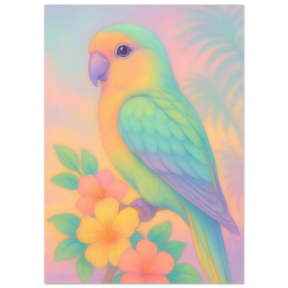 Pastel Paradise Parrot Wall Art – "Djur" – Dreamy Tropical Print for Home Décor