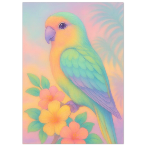 Pastel Paradise Parrot Wall Art – "Djur" – Dreamy Tropical Print for Home Décor
