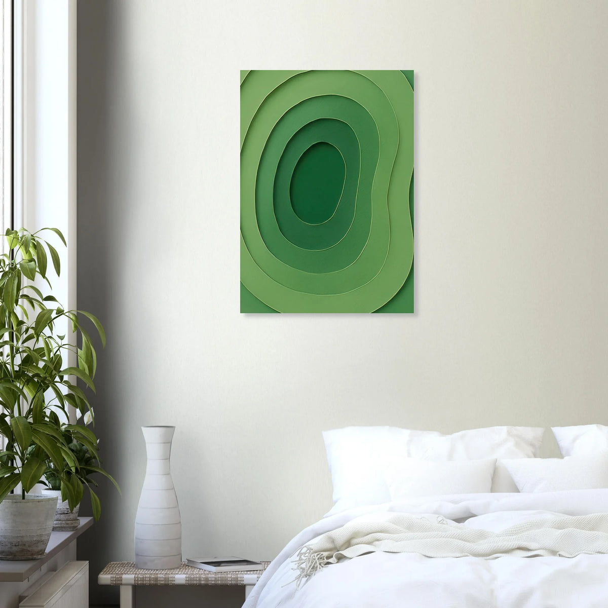 Abstrakt Grön Våg Konsttryck | Minimalistisk Landskapsinspirerad Poster i Flera Storlekar