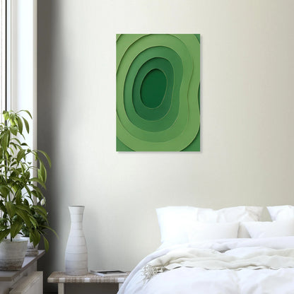Abstrakt Grön Våg Konsttryck | Minimalistisk Landskapsinspirerad Poster i Flera Storlekar