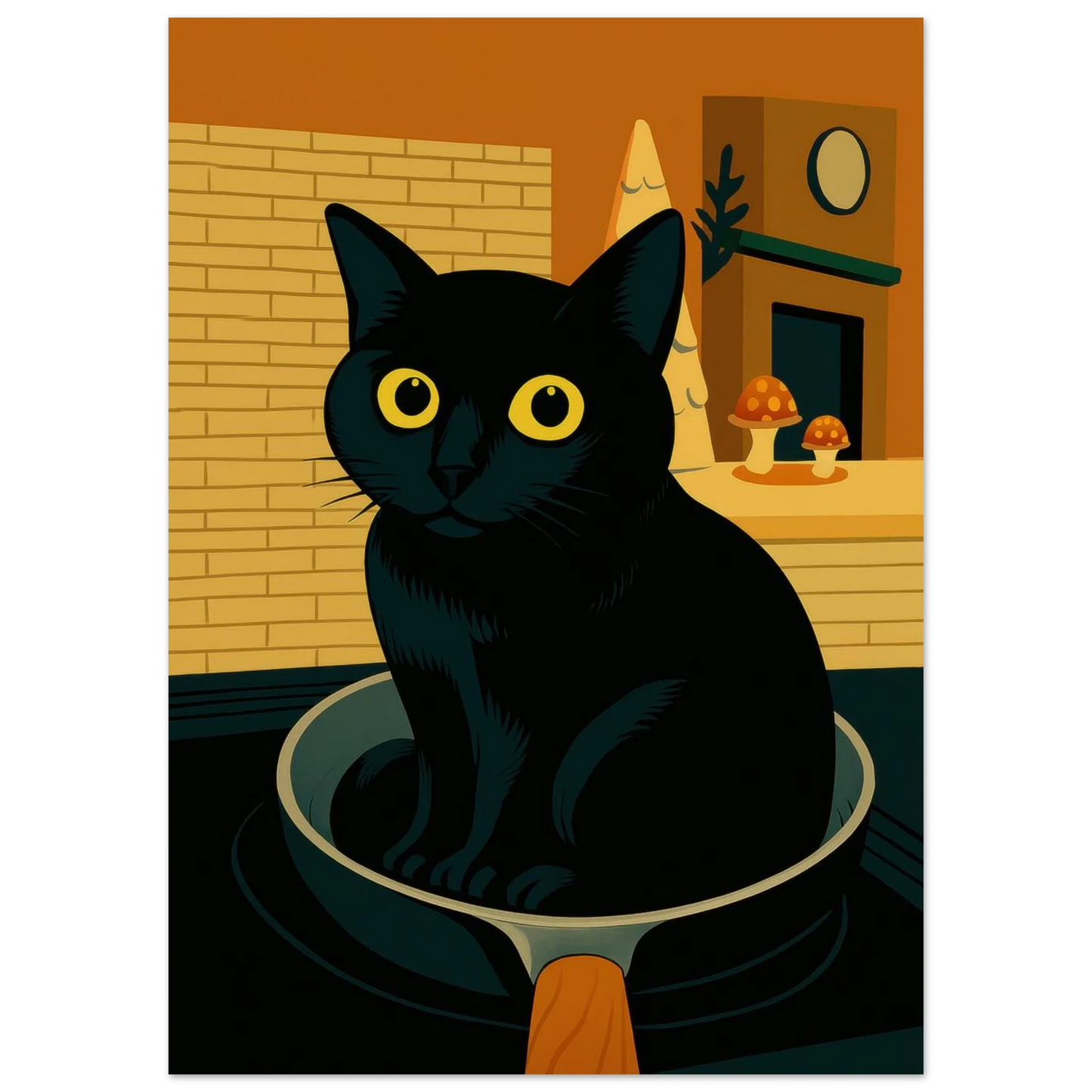 Katt i Stekpanna Poster – Rolig Konst för Ditt Hem