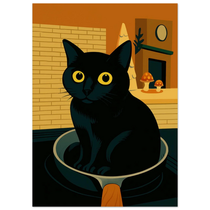 Katt i Stekpanna Poster – Rolig Konst för Ditt Hem