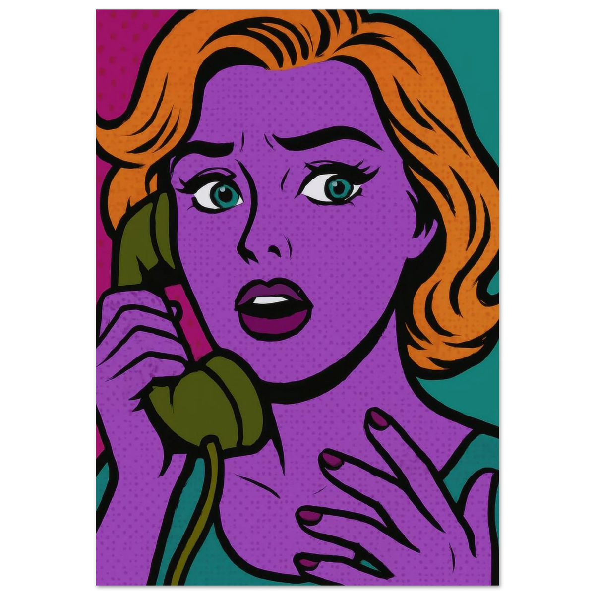 Pop Art Poster: Retro Glamour Wall Art in Vibrant Hues, Available in Various Sizes